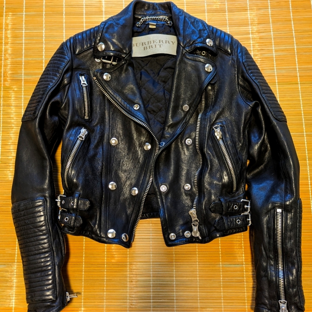 Burberry Brit Quilted Leather Jacket US sz6  Black